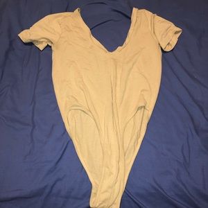 MATTE short sleeve body suit in nude.